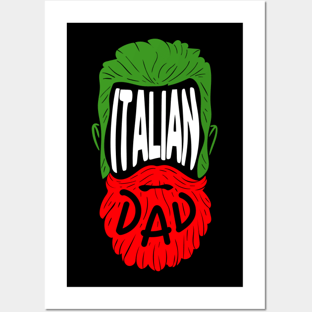 Italian Dad - Tattooed and Bearded T-Shirt Wall Art by biNutz